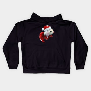 COOL BETTA FISH WITH SANTA HAT - CHRISTMAS Kids Hoodie